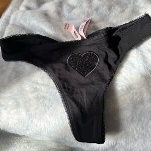 Victoria's Secret Black Sequin Heart Thong -NWT